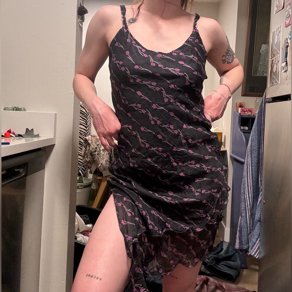 Vintage Black and Pink Asymmetrical Dress